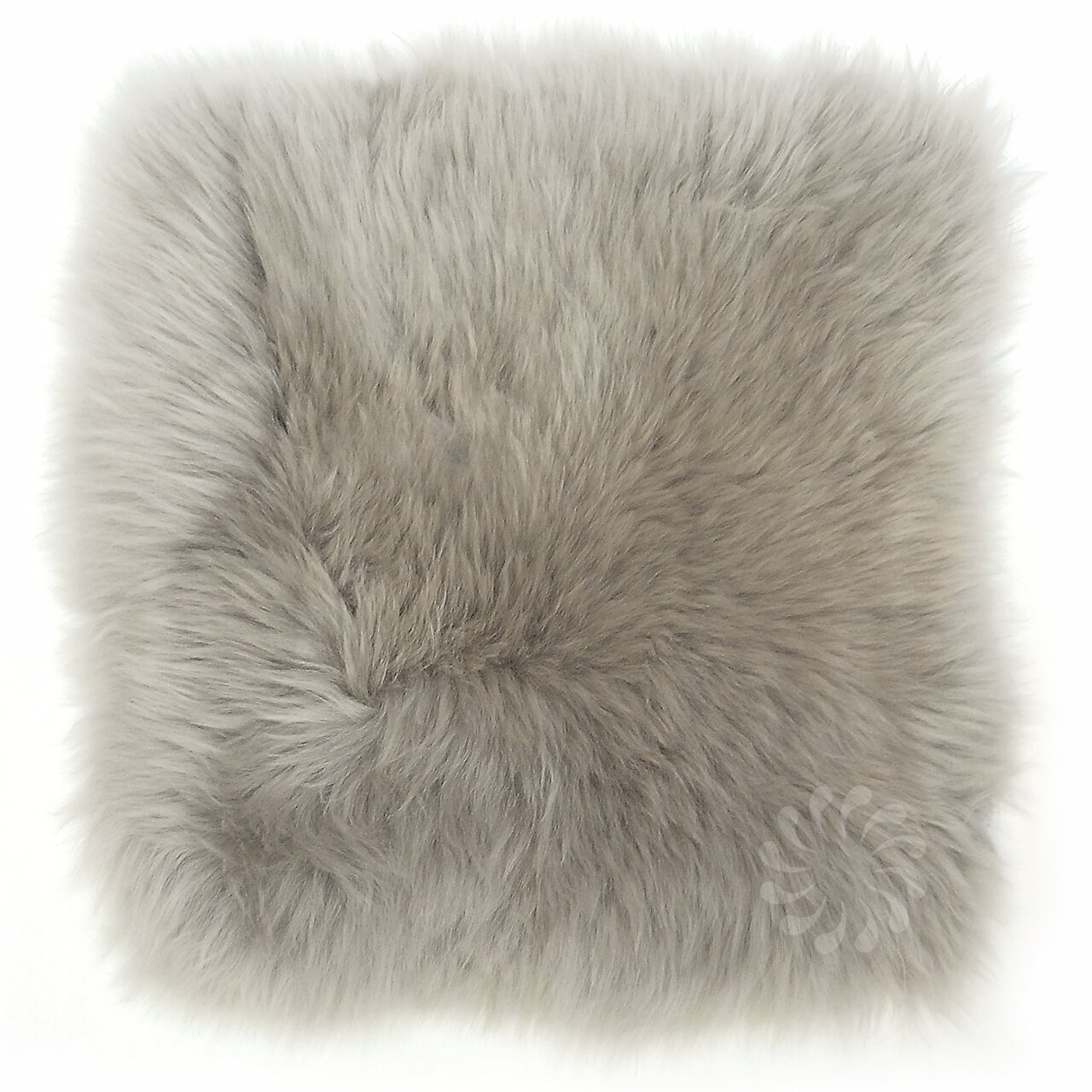 Graue Lammfell Sitzauflage 35x35cm, Draufsicht
