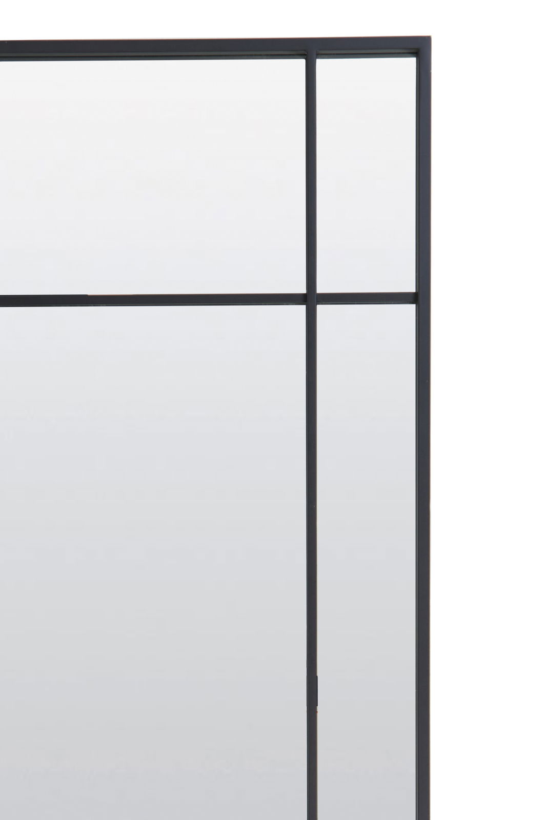 Moderner rechteckiger Spiegel mit schwarzem Metallrahmen und Gitterdesign, Frontalansicht