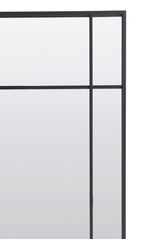 Moderner rechteckiger Spiegel mit schwarzem Metallrahmen und Gitterdesign, Frontalansicht