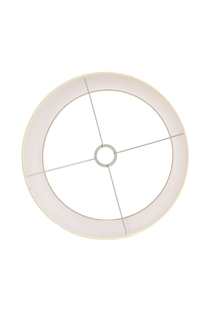 Runder Lampenschirm von oben mit Metallstreben und zentraler Halterung