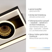 LED-Deckenleuchte mit optischem Tunneleffekt, dimmbar über Fernbedienung, Farbtemperaturwechsel und Memory-Funktion, seitliche Perspektive