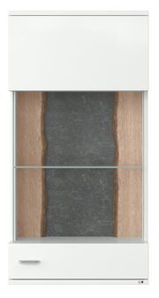 Hängevitrine mit Glasfront und Holzrückwand, Frontalansicht