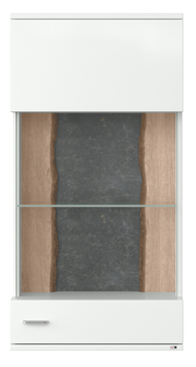 Hängevitrine mit Glasfront und Holzrückwand, Frontalansicht