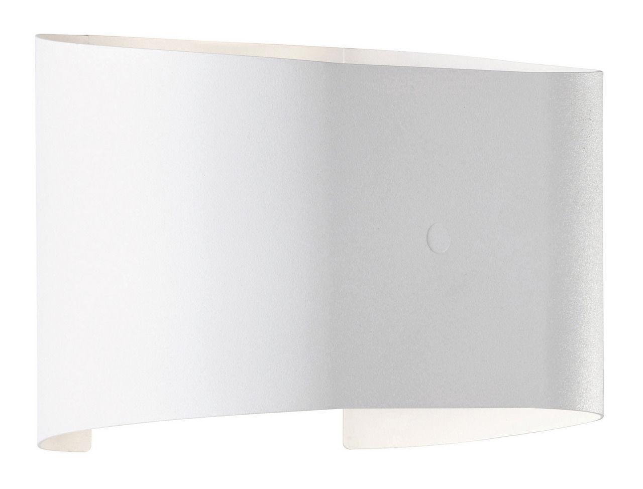 Moderne weiße Wandleuchte mit geschwungenem Design, seitliche Perspektive