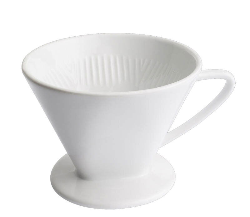 Cilio Kaffeefilter Größe 2 Weißer Kaffeefilter aus Porzellan, seitliche Perspektive