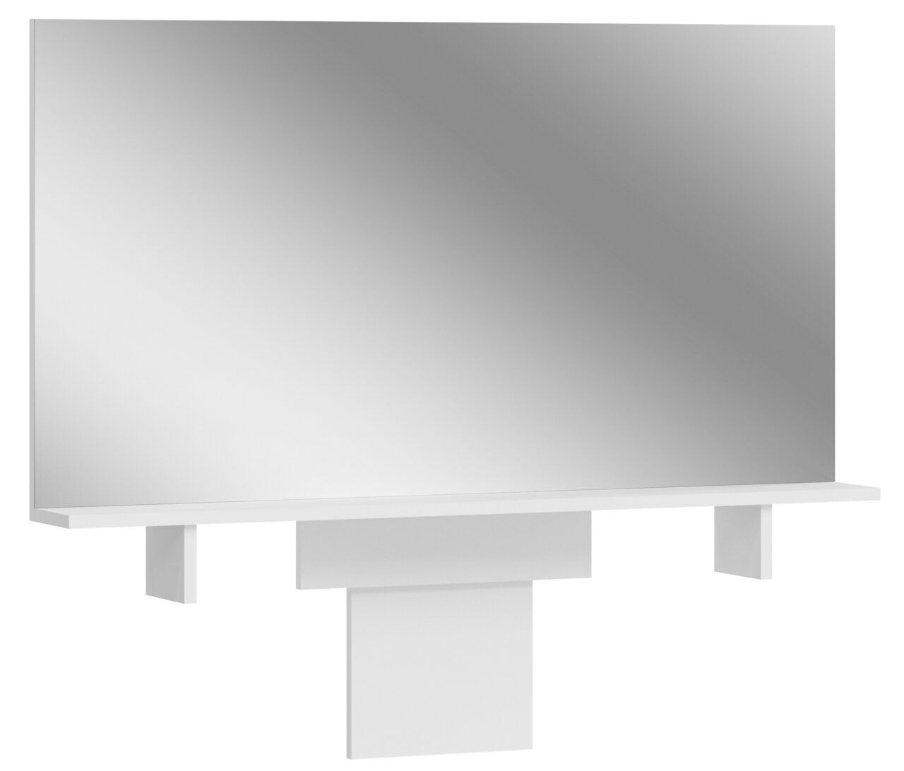 MID.YOU Aufsatzspiegel EMMA Moderner Aufsatzspiegel mit weißem Regal, Frontalansicht