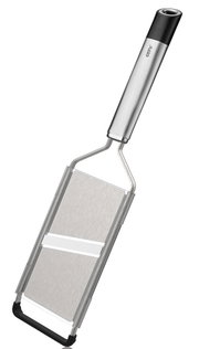 Groente- en aardappelschiller van roestvrij staal met ergonomische handgreep, zijaanzicht