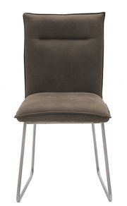 Moderner brauner Stuhl mit Metallbeinen, Frontalansicht