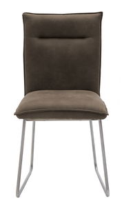 Moderner brauner Stuhl mit Metallbeinen, Frontalansicht