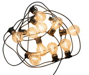 Lichterkette Allegra mit warm leuchtenden Glühbirnen aus der Vogelperspektive