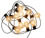 Lichterkette Allegra mit warm leuchtenden Glühbirnen aus der Vogelperspektive