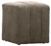 Grüner Hocker aus Cordstoff, seitliche Perspektive