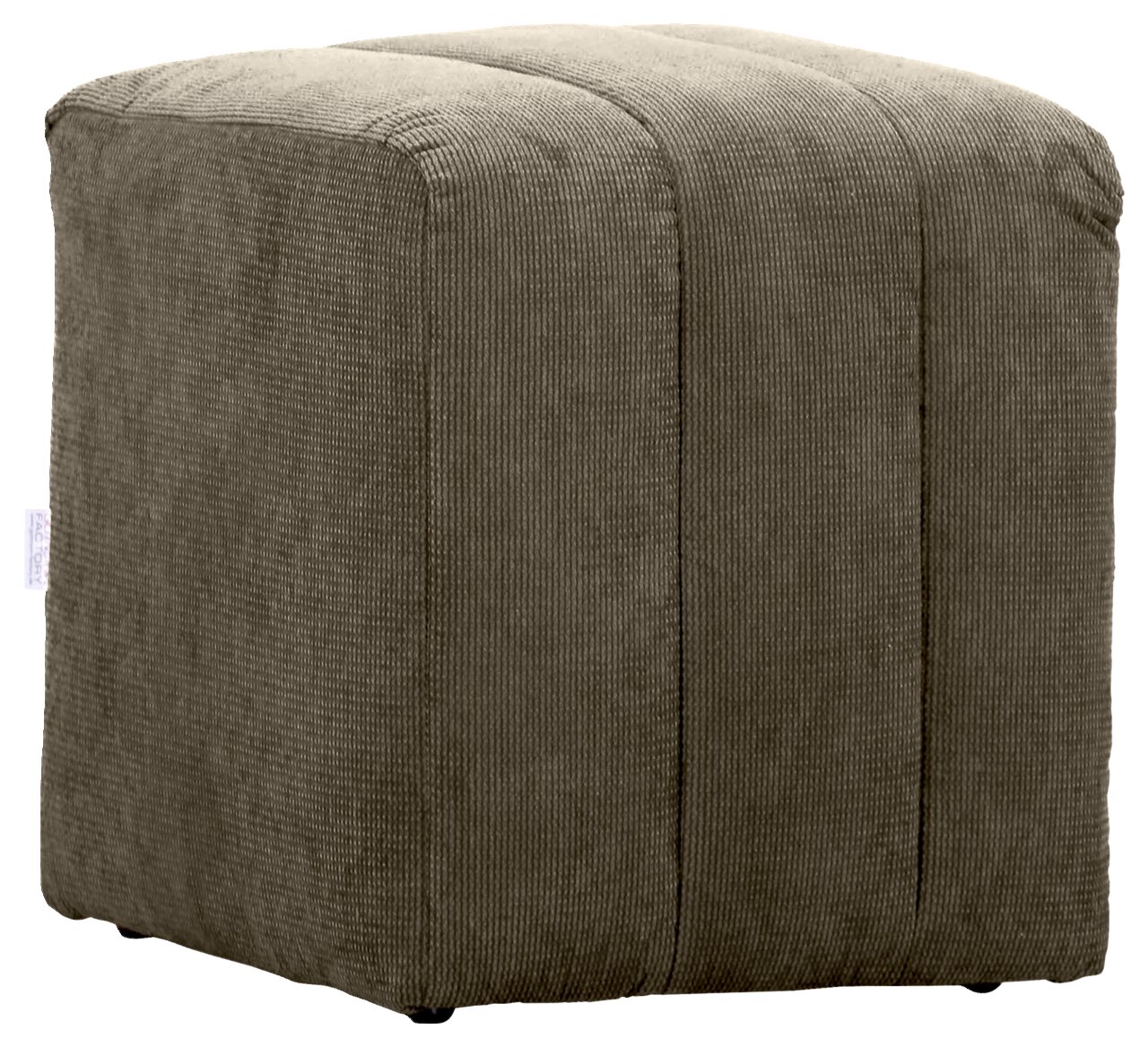 Novel Hocker LAILA Grüner Hocker aus Cordstoff, seitliche Perspektive