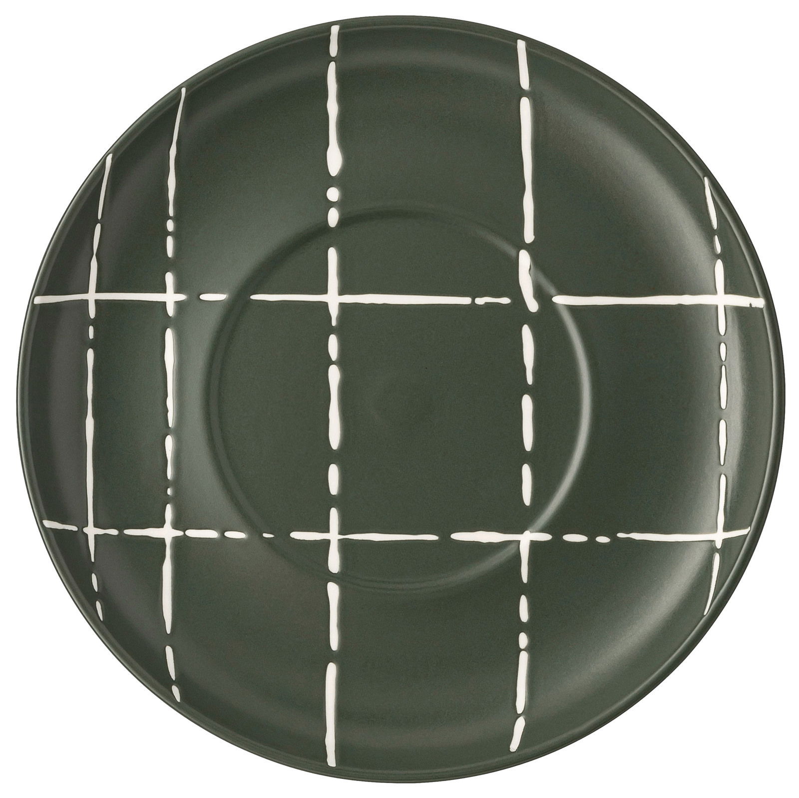 Grüne Kombi-Untertasse mit weißem Karomuster, Draufsicht