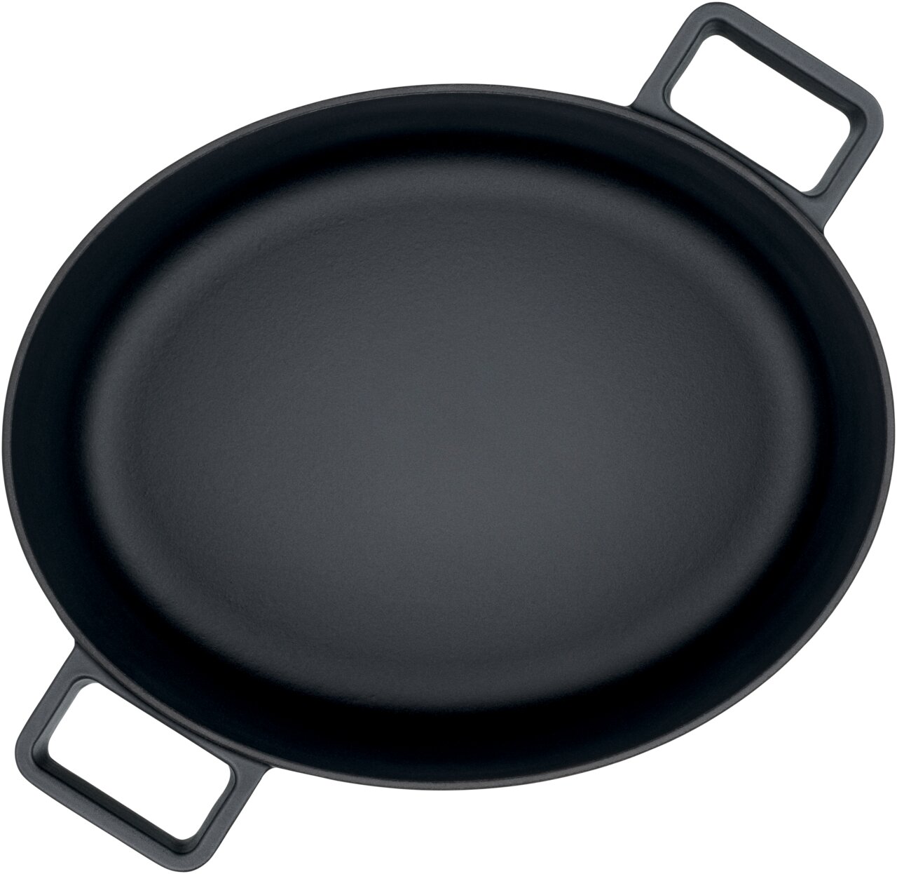 Ovale koekenpan WMF Flavour 33 x 26 cm, bovenaanzicht met twee handgrepen