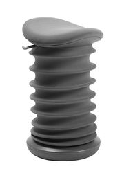 Grauer Schwinghocker mit wellenförmigem Design, seitliche Perspektive