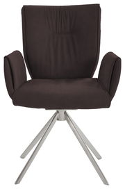 Moderner brauner Sessel mit Metallbeinen, Frontalansicht