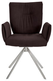 Moderner brauner Sessel mit Metallbeinen, Frontalansicht