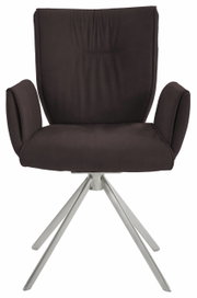 Moderner brauner Sessel mit Metallbeinen, Frontalansicht