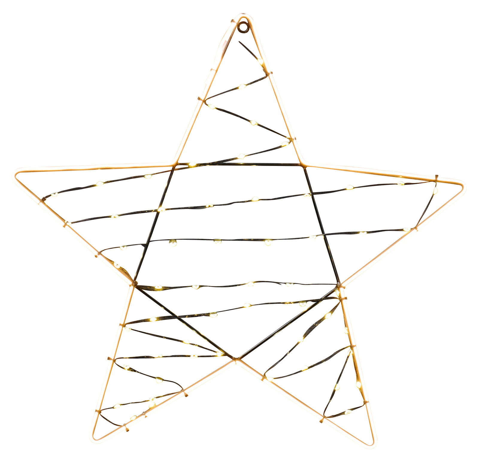 Sternförmige Lichterkette mit Timer, 62 cm groß, aus der Frontalperspektive fotografiert.