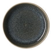 Draufsicht auf eine runde Dipschale mit dunkelblauer, gesprenkelter Glasur und einem Durchmesser von 10 cm.