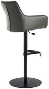 Barhocker Novel YUKI in seitlicher Ansicht mit schwarzem Standfuß und gepolsterter Rückenlehne.