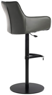Barhocker Novel YUKI in seitlicher Ansicht mit schwarzem Standfuß und gepolsterter Rückenlehne.