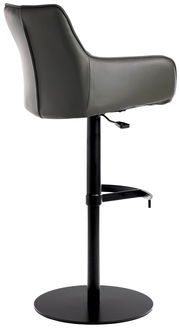 Barhocker Novel YUKI in seitlicher Ansicht mit schwarzem Standfuß und gepolsterter Rückenlehne.