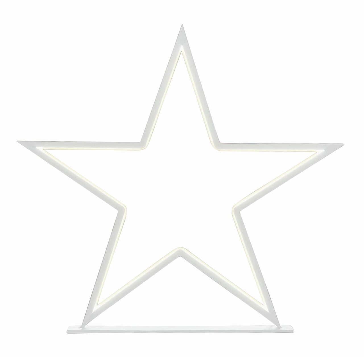 LED-Stern in Weiß, freistehend, frontal betrachtet, mit sanftem Lichtschein.