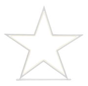 LED-Stern in Weiß, freistehend, frontal betrachtet, mit sanftem Lichtschein.