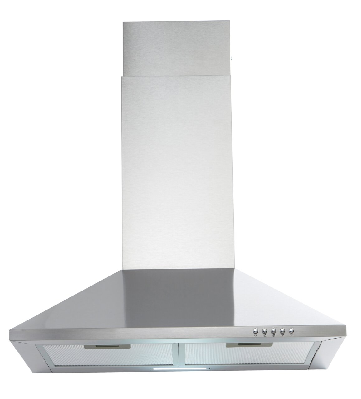 Dunstabzugshaube aus Edelstahl, frontale Ansicht