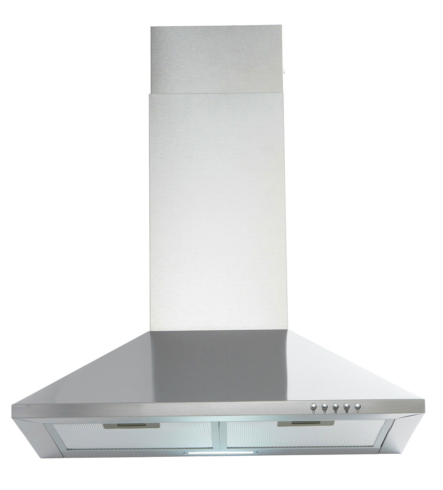 Dunstabzugshaube aus Edelstahl, frontale Ansicht