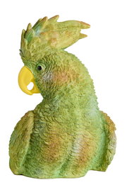 Grüner Papageien-Ornament aus Keramik, seitliche Perspektive