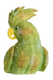 Grüner Papageien-Ornament aus Keramik, seitliche Perspektive