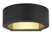 Schwarze Außenleuchte SLICE I mit goldener Innenseite, seitliche Perspektive