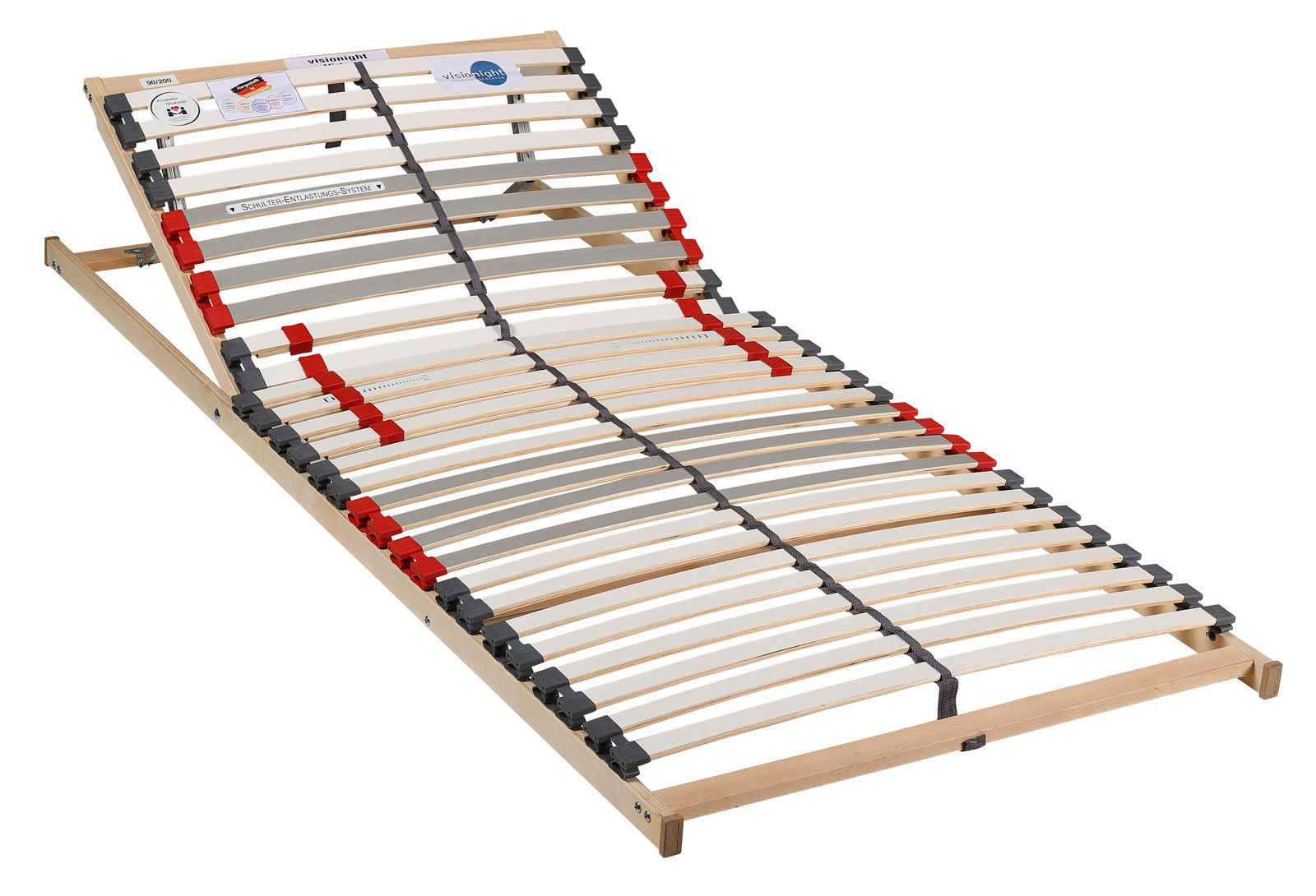 Lattenrost mit verstellbarem Kopfteil, seitliche Perspektive