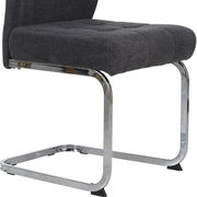 Moderner Schwingstuhl mit grauem Polster und verchromtem Gestell, seitliche Perspektive