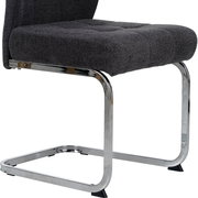 Moderner Schwingstuhl mit grauem Polster und verchromtem Gestell, seitliche Perspektive