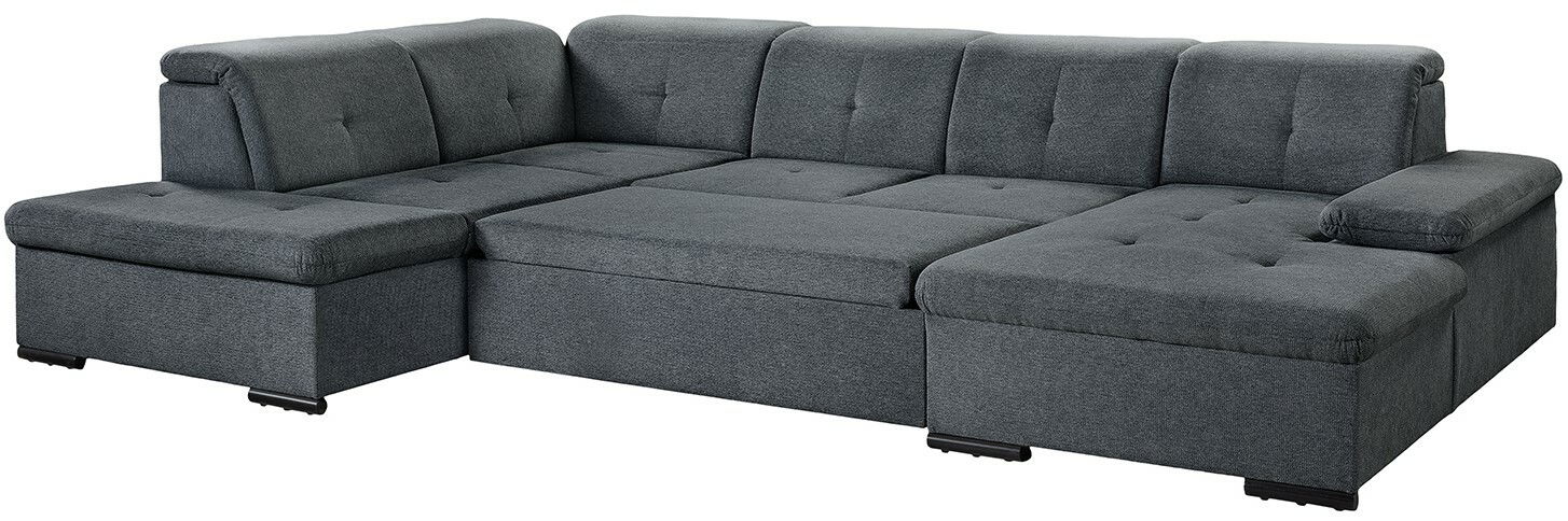 Graues Ecksofa mit Ottomane, Vorderansicht