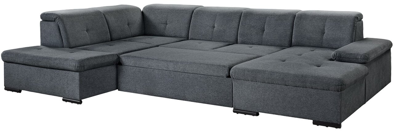 Graues Ecksofa mit Ottomane, Vorderansicht