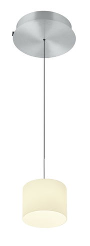 Moderne LED-Pendelleuchte ABBY mit zylindrischem Lampenschirm in Seitenansicht