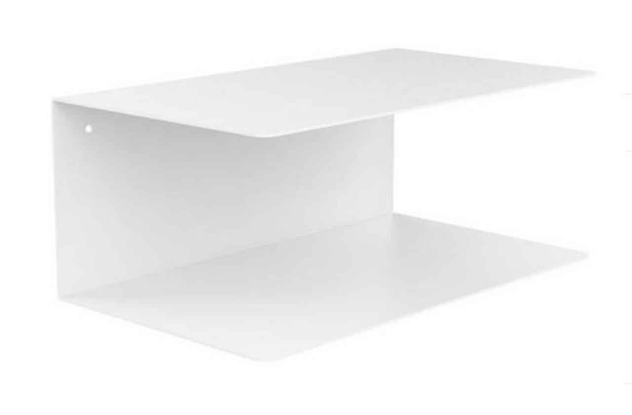 Z2 Wandregal JOLIET Weißes Wandregal aus Metall in seitlicher Perspektive