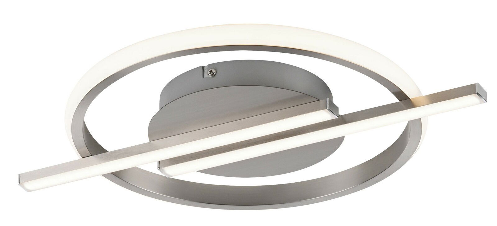 Moderne LED-Deckenleuchte mit kreisförmigem und linearem Design, seitliche Perspektive