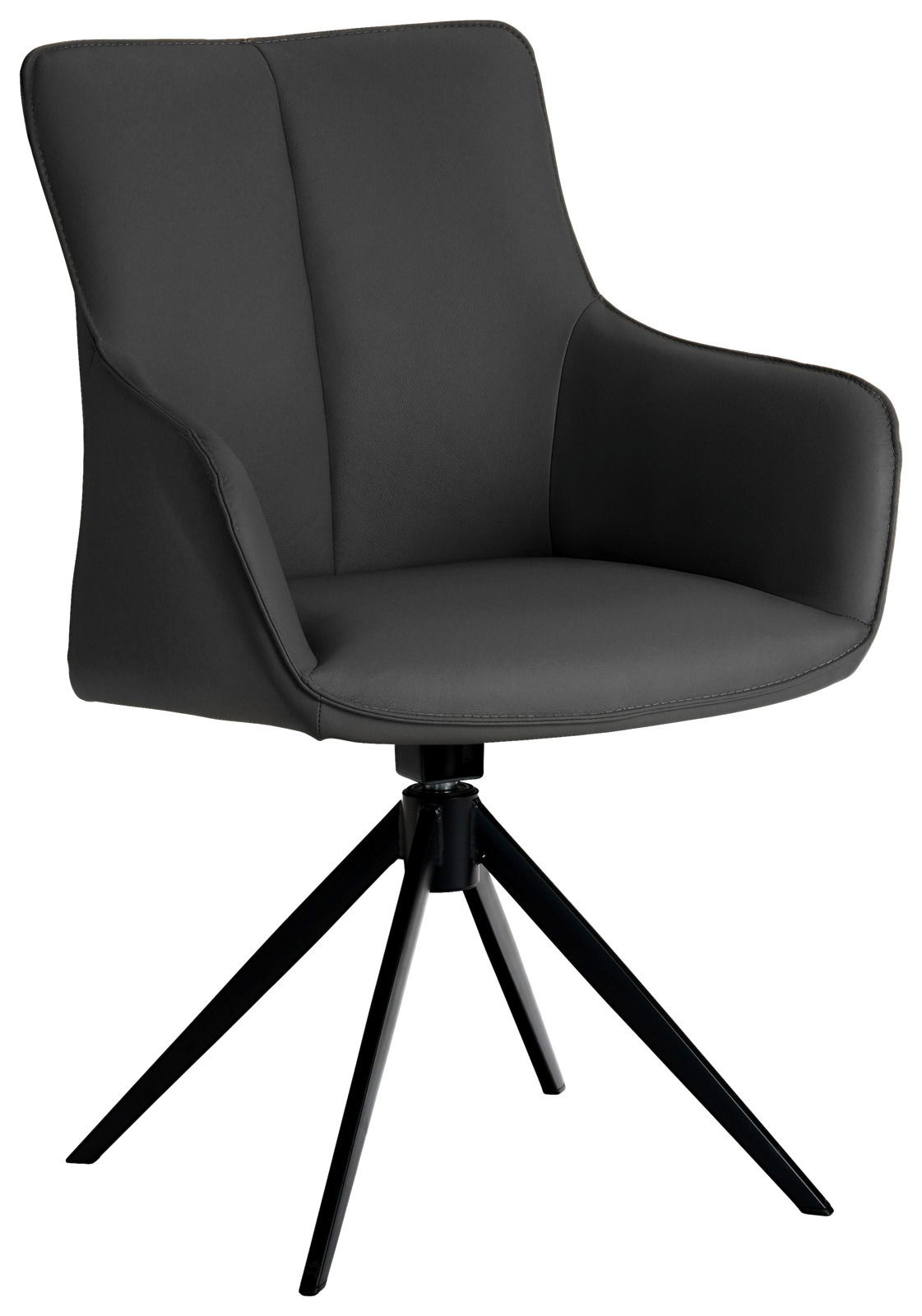 Novel Armlehnstuhl YUKI Moderner schwarzer Armlehnstuhl mit vierbeinigem Metallgestell, seitliche Perspektive