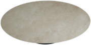 Runder Couchtisch mit beiger Steinoptik, Ansicht von oben