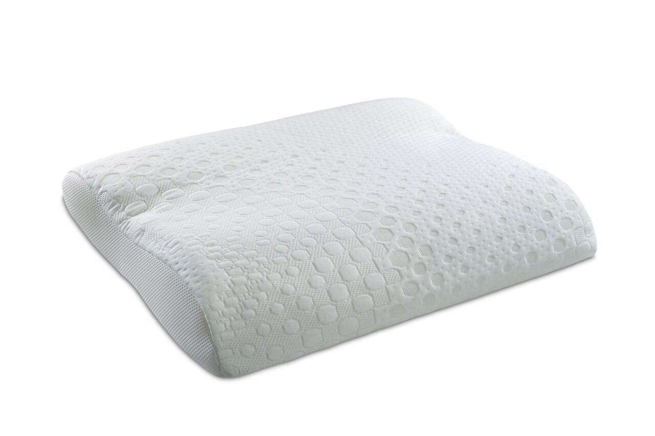 Orthopädisches Kissen mit strukturierter Oberfläche, seitliche Perspektive