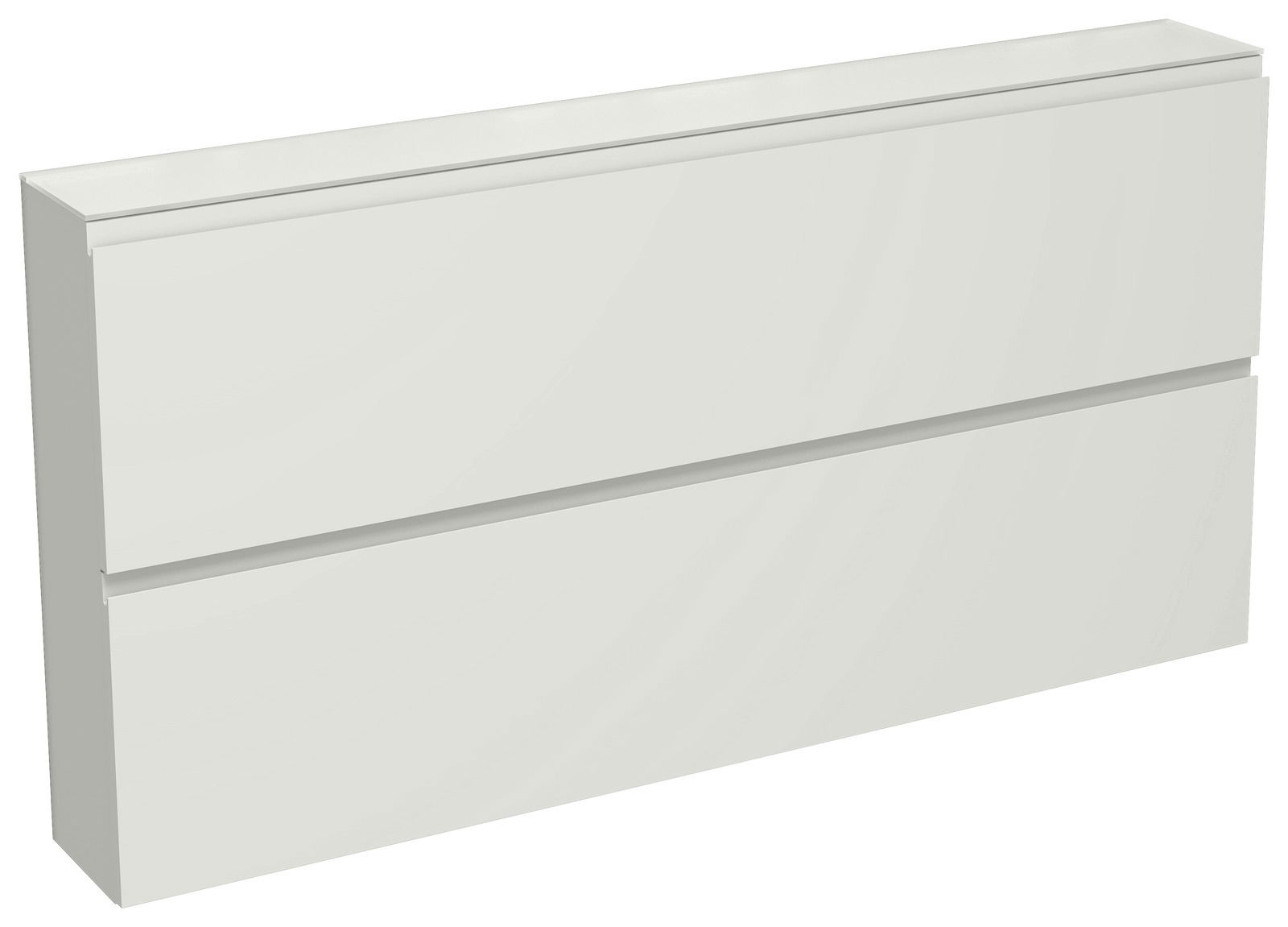 Moderano Garderoben-Set LECCO Weiße, moderne Garderobenkommode mit zwei Schubladen, seitliche Perspektive