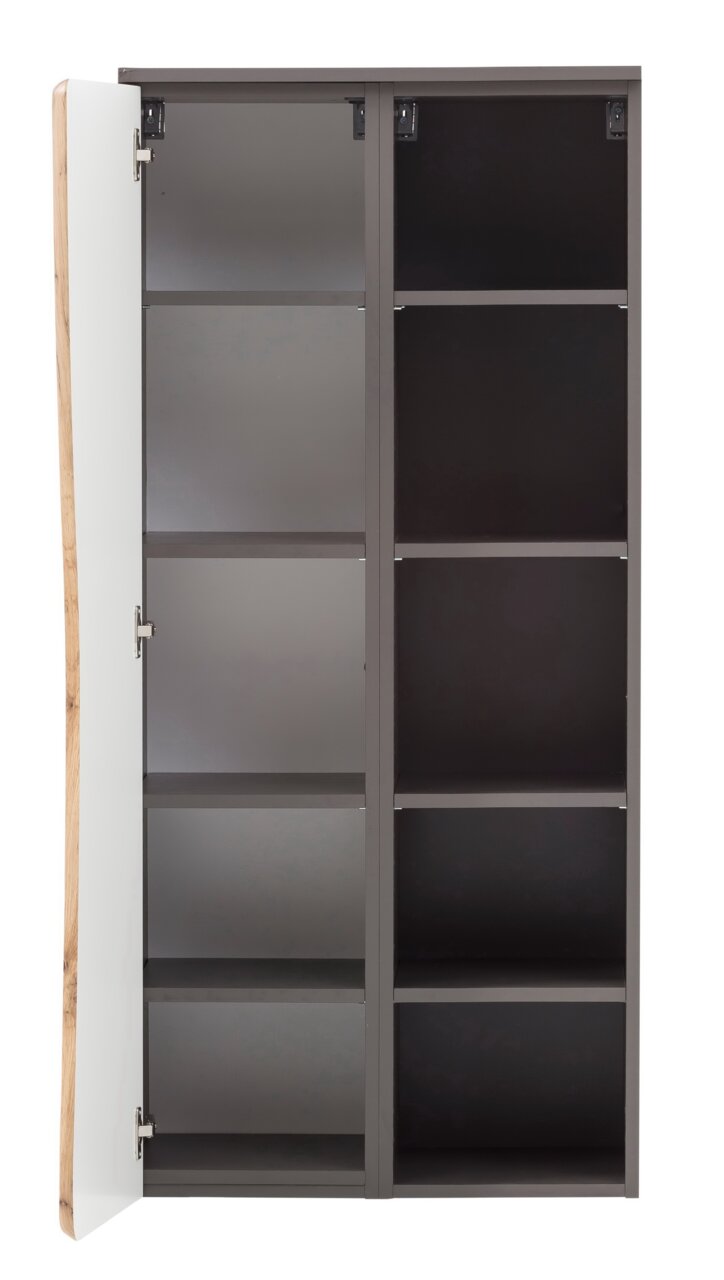 Offener Midischrank mit mehreren Regalböden, Ansicht von vorne