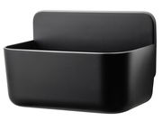 Schwarzer Duschkorb aus Metall in seitlicher Perspektive