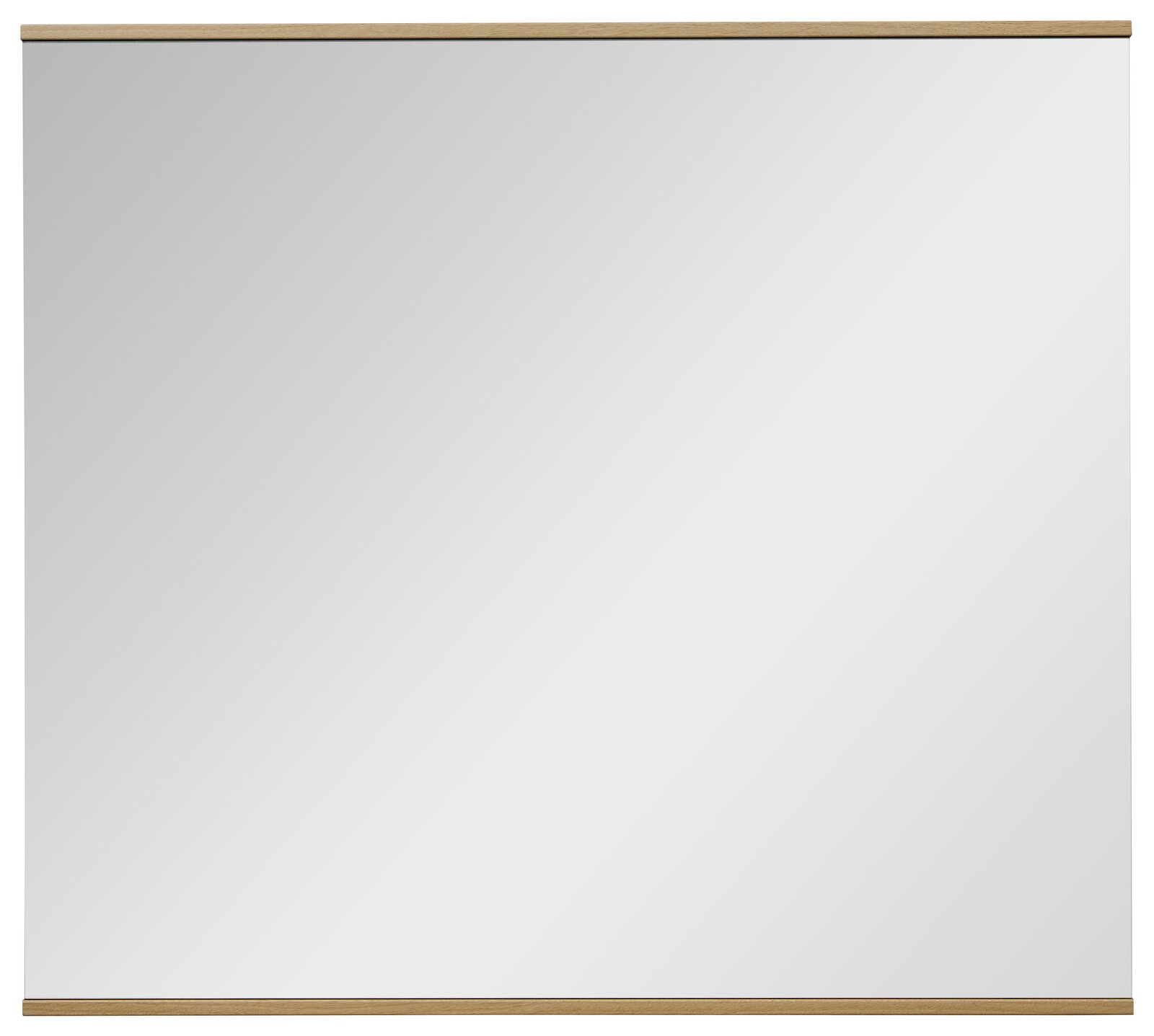 Weiße, leere Tafel/Whiteboard mit Holzrahmen oben und unten, frontal von vorne aufgenommen